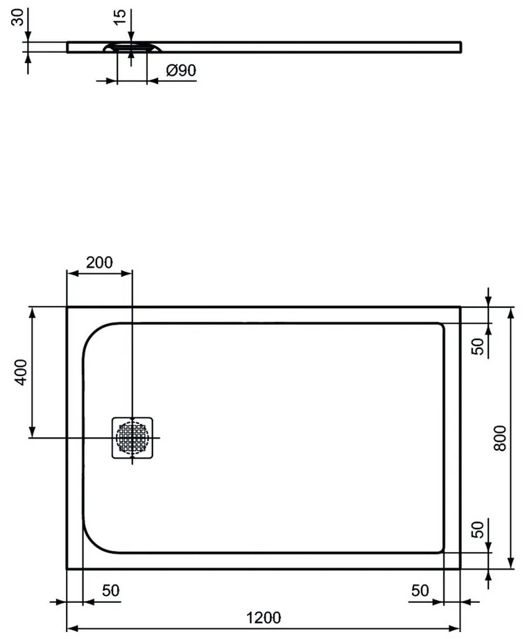 Ideal Standard Ultra Flat S - Sprchová vanička 1200x800 mm, čierna K8227FV