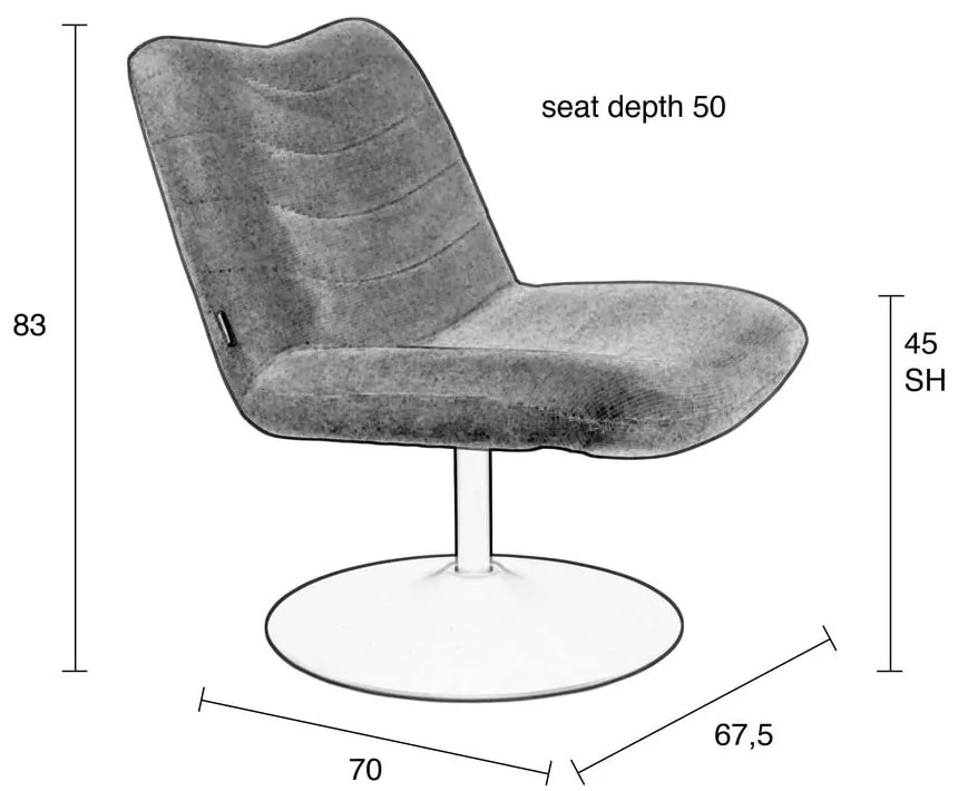 Okrovožlté zamatové kreslo Bubba – Zuiver