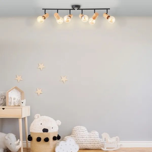 Brilliant - Bodové svietidlo KERRY 6xE27/40W/230V čierna/bambus