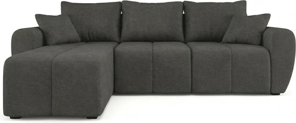 Rozkladacia obojstranná sedacia súprava do L SEVIO 246x145 cm, tmavosivá + 2 vankúšiky ZDARMA