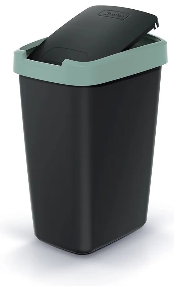 Odpadkový kôš s farebným vekom, 12 l, zelená / čierna