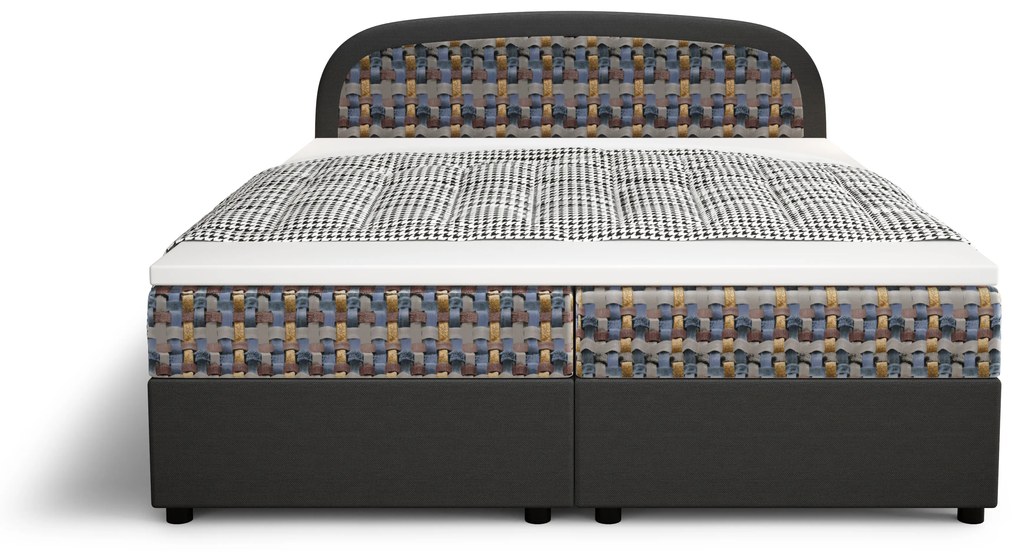 Manželská posteľ Boxspring 180 cm Brick (tmavosivá + vzor pletený) (s matracom a úložným priestorom). Vlastná spoľahlivá doprava až k Vám domov. 1046408