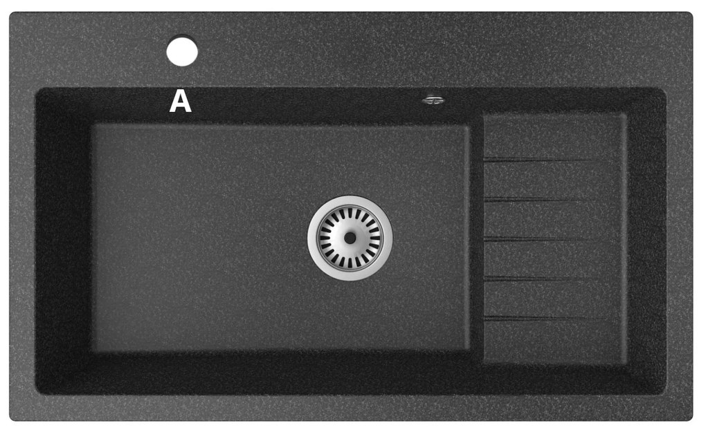 Kuchynský drez Akream (čierna) (s 1 otvorom pre batériu). Vlastná spoľahlivá doprava až k Vám domov. 1066170