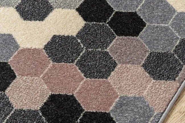 Behúň HEOS 78537 sivý / ružový / krém HEXAGON