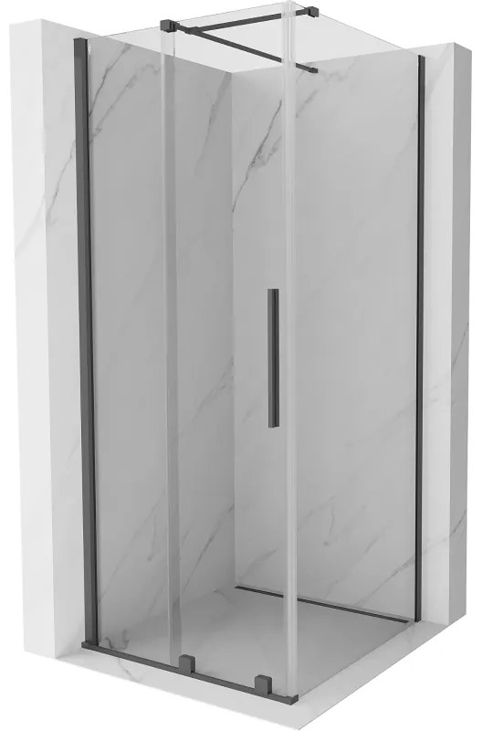 Mexen Velar, sprchový kút s posuvnými dverami 120(dvere) x 120(stena) cm, 8mm číre sklo, grafitová matná, 871-120-120-01-66