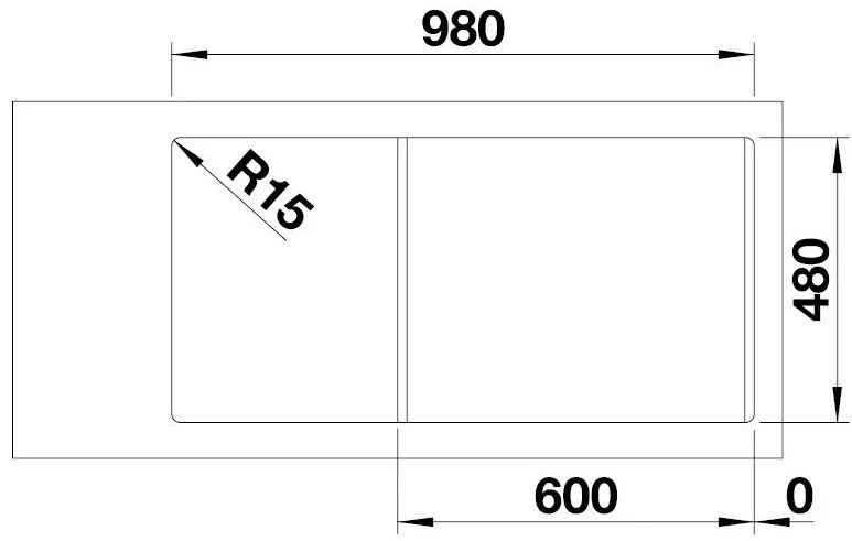 Blanco Legra 6 S, silgranitový drez 1000x500 mm, 1,5-komorový, čierna, 526086