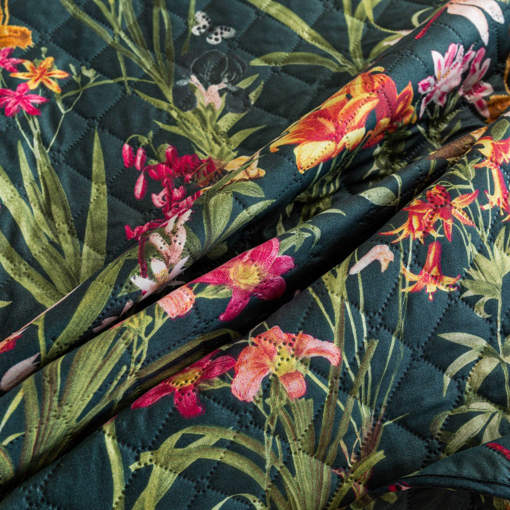 Prehoz na posteľ MYSTIC GARDEN tmavozelený Rozmer: 170 x 210 cm