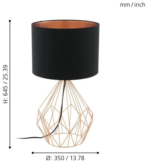 Eglo 95185 - Stolná lampa PEDREGAL 1xE27/60W/230V