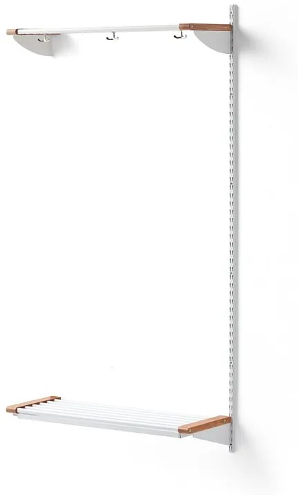 Vešiaková stena JEPPE s hornou policou, prídavná sekcia, 1790x900x310 mm, biela/dub