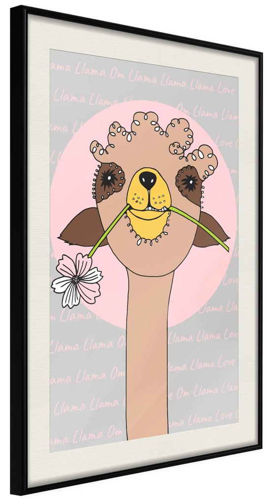 Artgeist Plagát - Happy Llama [Poster] Veľkosť: 20x30, Verzia: Zlatý rám s passe-partout