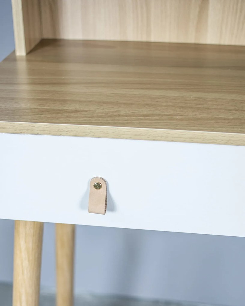 Dekorstudio Toaletný stolík s LED zrkadlom SCANDI biely+svetlý buk
