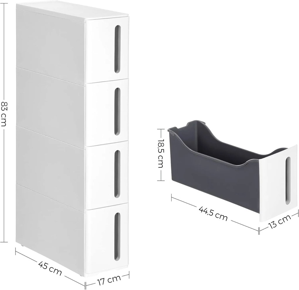 Úložný kuchynský regál BASTEN 84 cm biely