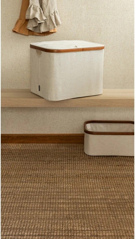 Krémový látkový úložný box s vekom 40,5x33x30 cm Bamboo/Linen – Bigso