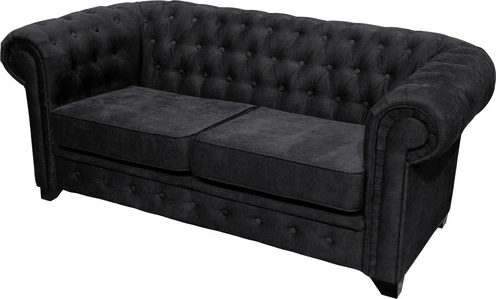 XXXLutz SEDAČKA CHESTERFIELD, drevo, textil, kompozitné drevo, čierna MID.YOU - Sedačky - 000694009804