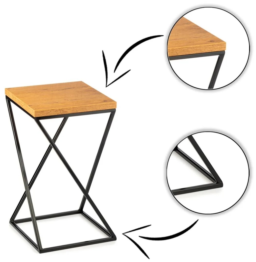 Kvetinový stojan LOFT III 40 cm čierny/dub lancelot