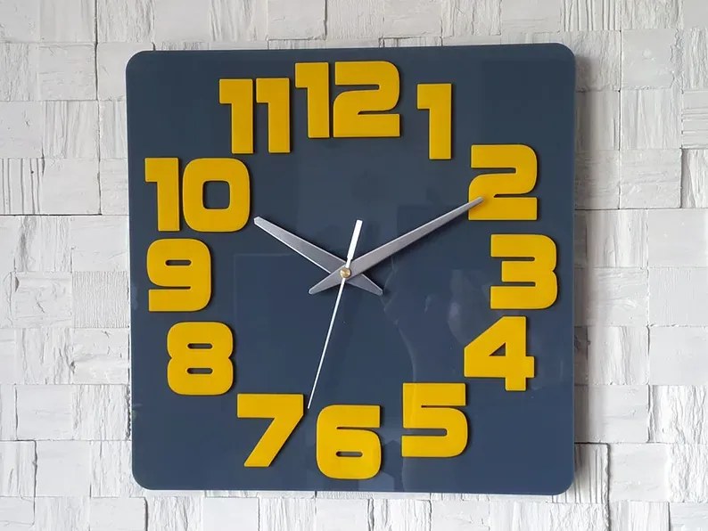 Nástěnné hodiny Logic 30 cm šedé/žluté