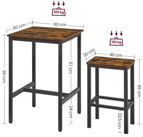 Jedálenský stôl s 2 stoličkami LBT017B01