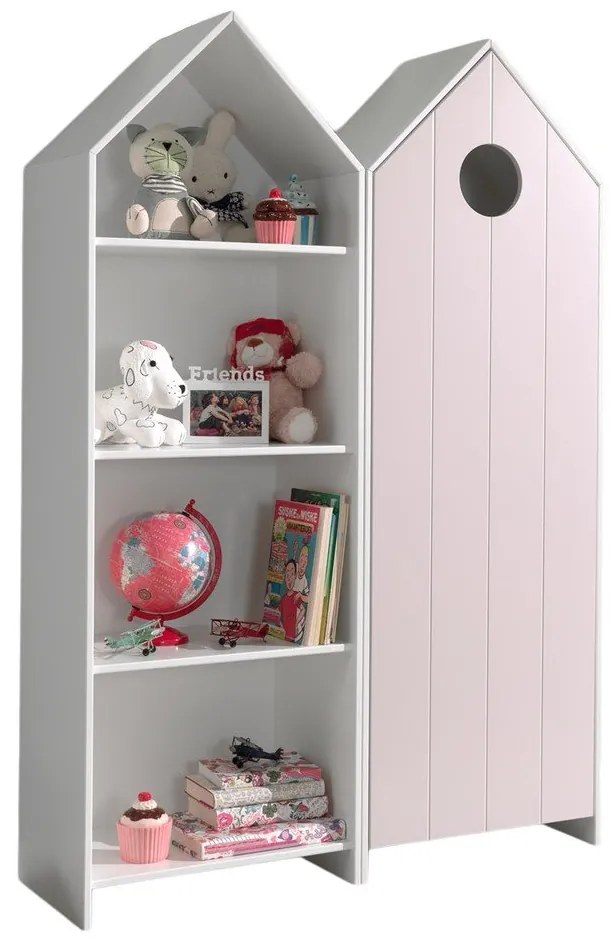 Bielo-svetloružová otvorená detská šatníková skriňa 115x171,5 cm CASAMI – Vipack