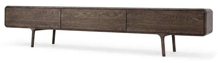 Hnedý TV stolík z dubového dreva 220x45x45 cm Fawn – Gazzda