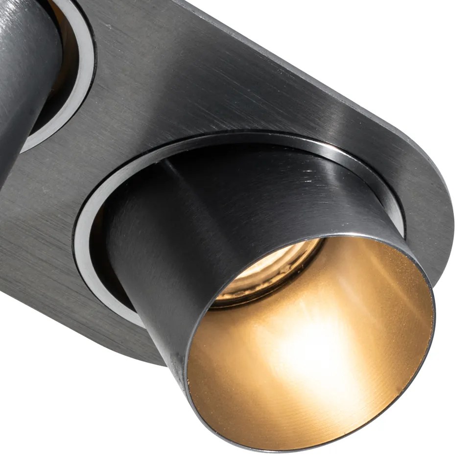 Sada 6 zapustených bodových svetiel Gunmetal GU10 50 mm 2-svetlá - Installa