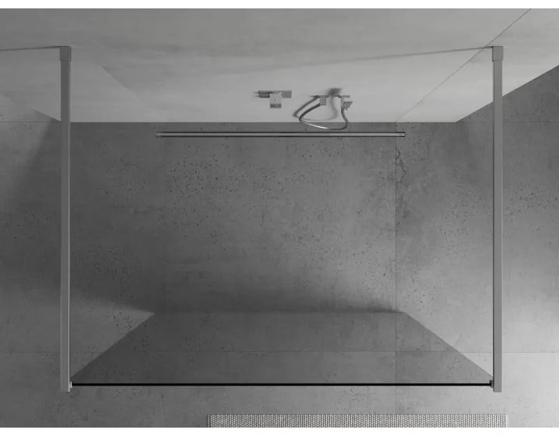 Mexen Kioto, priechodná sprchová zástena 100 x 200 cm, 8mm číre sklo, 2x chrómová stabilizačná rozpera, 800-100-002-01-00