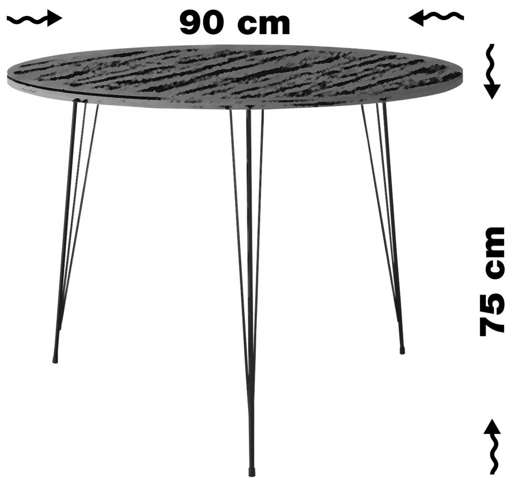 Kulatý jídelní stůl LADA mramor černý