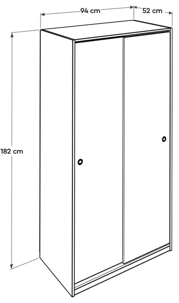 Šatníková skriňa s posuvnými dverami Seworella 2 (biela). Akcia -19%. Vlastná spoľahlivá doprava až k Vám domov. 1108624