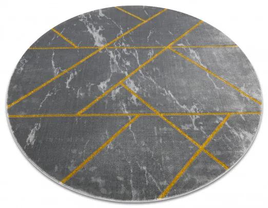 Dywany Łuszczów Kusový koberec Emerald geometric 1012 grey and gold kruh - 160x160 (priemer) kruh cm