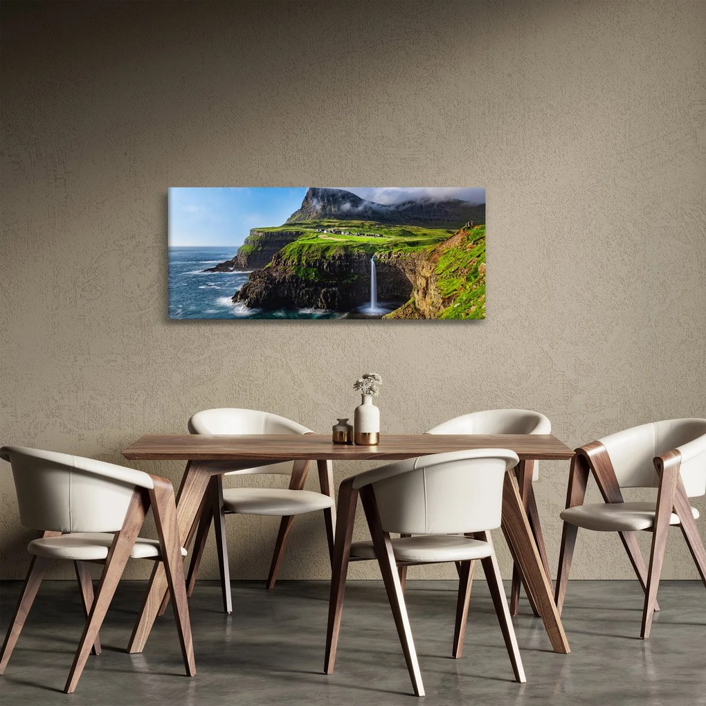 Obraz - Vodopád Múlafossur (120x50 cm)
