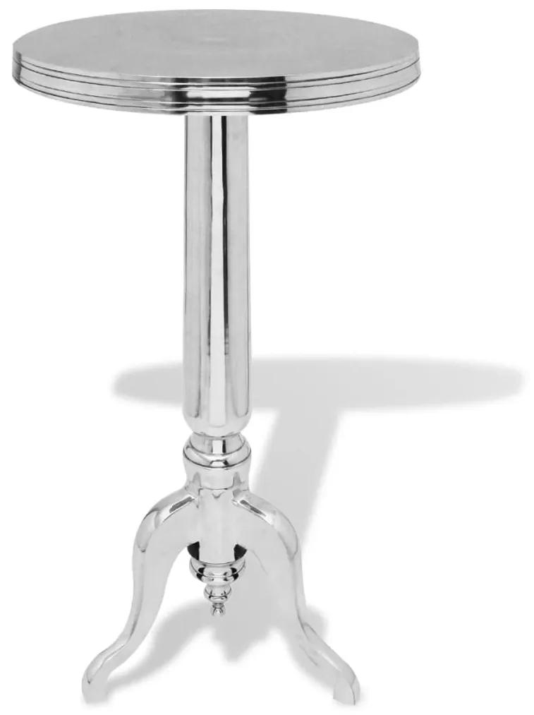 vidaXL Okrúhly bočný stolík, strieborný, hliníkový