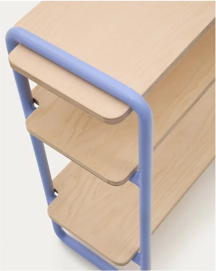 Svetlomodrá/v prírodnej farbe závesná detská knižnica v dekore jaseňa 60x70x28 cm Tinn – Kave Home