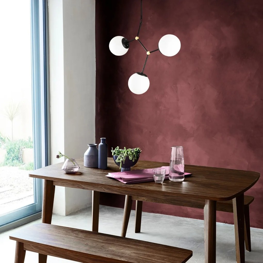 Závesné svietidlo s 3 žiarovkami Damar I čierna/biela