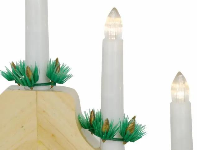 Vianočná dekorácia - drevený svietnik, 7 LED diód