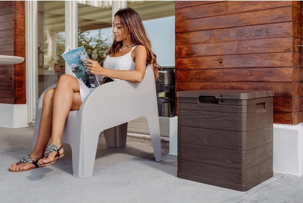 Tmavohnedý záhradný úložný box Woodys – Toomax