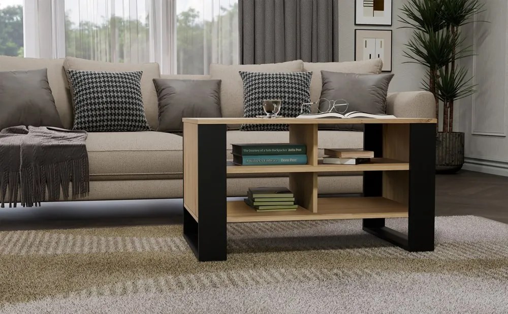 Konferenčný stolík LAWA Modern 4P Slim II dub artisan/čierny