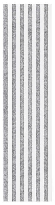 Akustické dekoračné panely, biele 3D lamely na sivom filcovom podklade, rozmer 270 x 40 cm, IMPOL TRADE