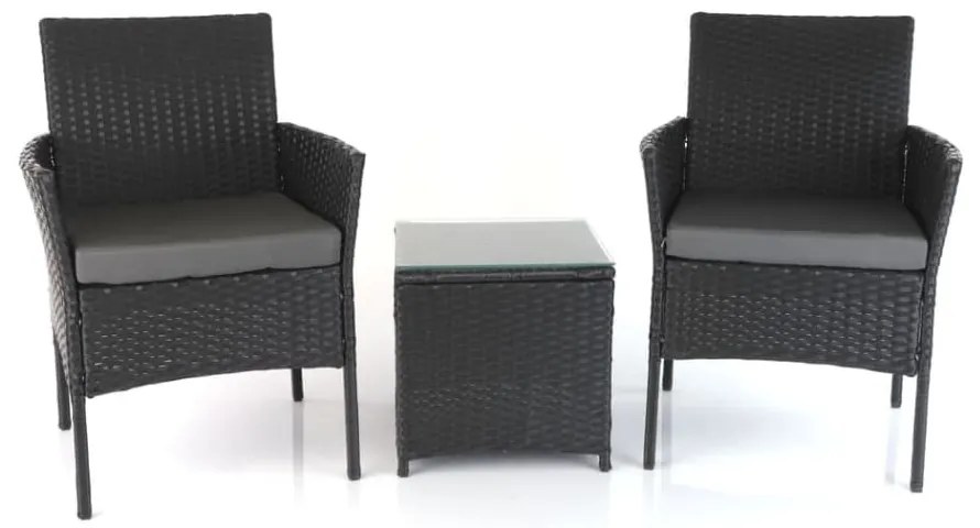 Záhradný balkónový set Nilo - 2 miesta, čierna
