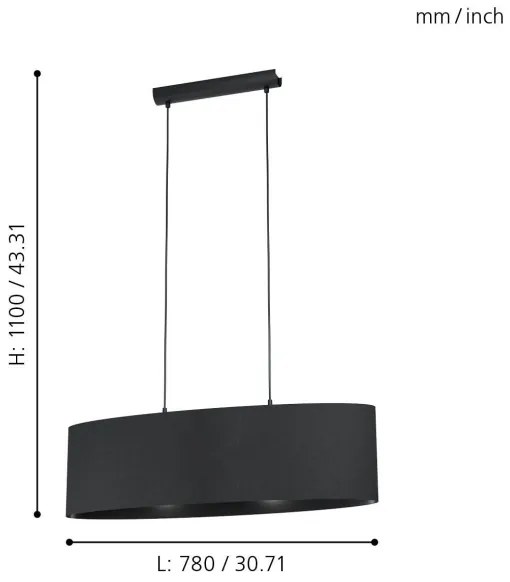 Eglo 99044 - Luster na lanku MASERLO 2xE27/40W/230V