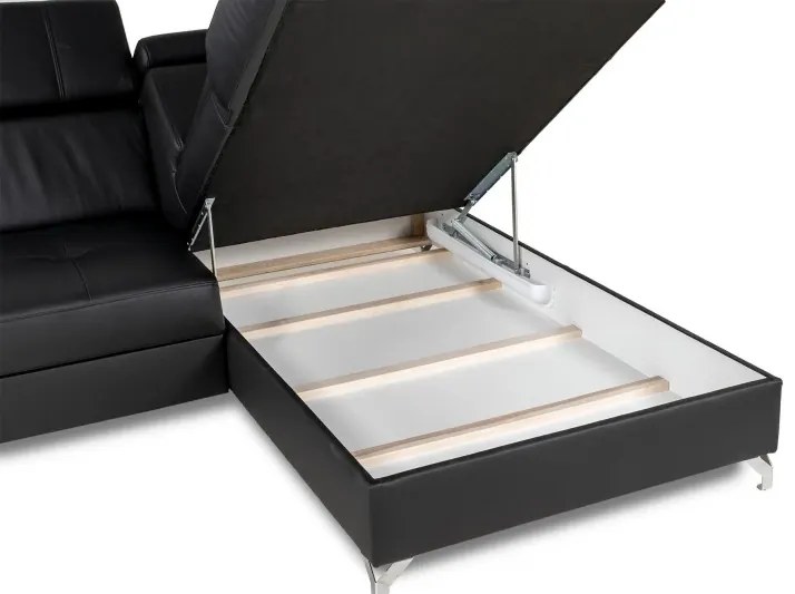 Kožená sedacia súprava FABIO, čierná, ľavá