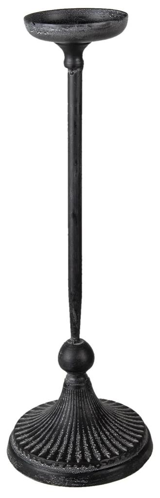 Kovový čierny svietnik s patinou Josette L - Ø 18*51 cm