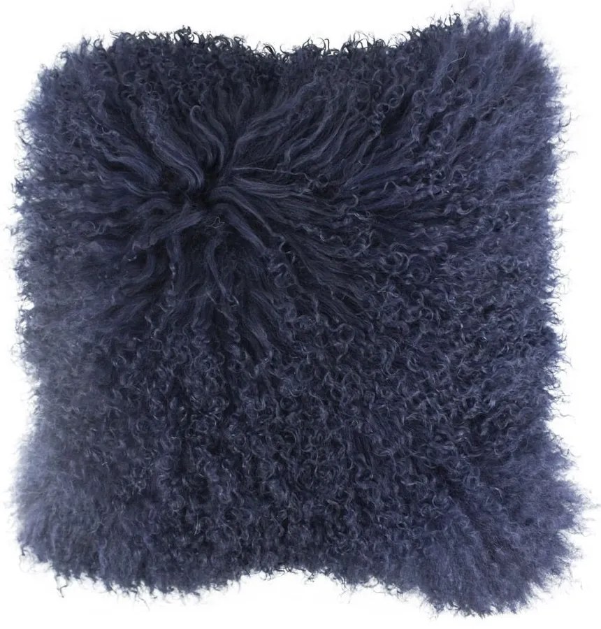 Vankúš modrá ovčej kože kučeravý dlhý chlp Navy Curly - 40 * 40 * 10cm