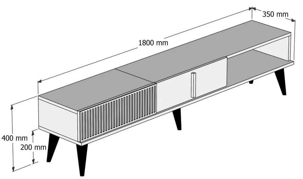 TV stolík Milan 180 cm orech/biely mramor