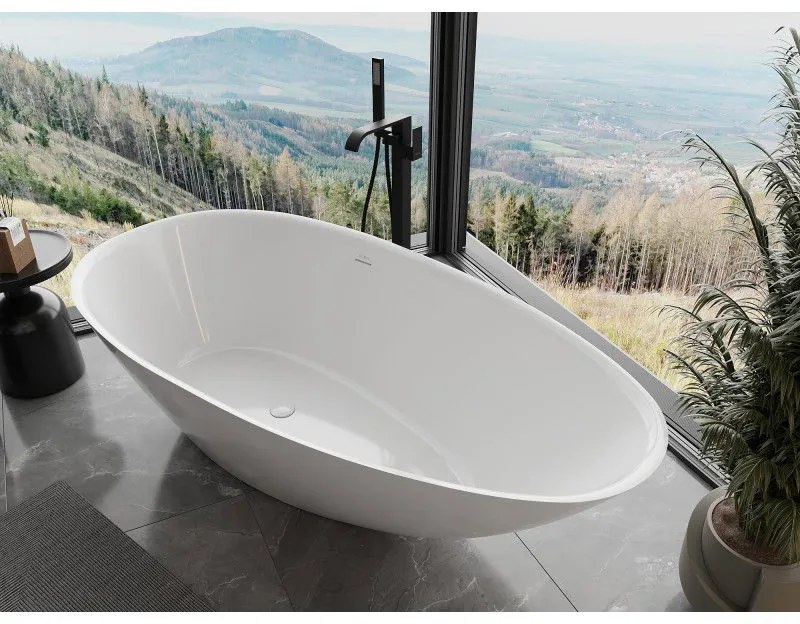 Mexen Milano, voľne stojaca vaňa z konglomerátu 150 x 82 cm, biela lesklá, 57301508510