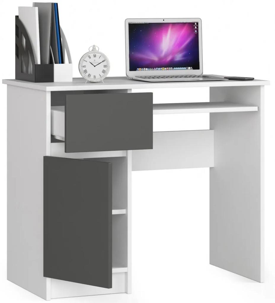 Písací stôl 90 cm Piksel ľavý biely/sivý