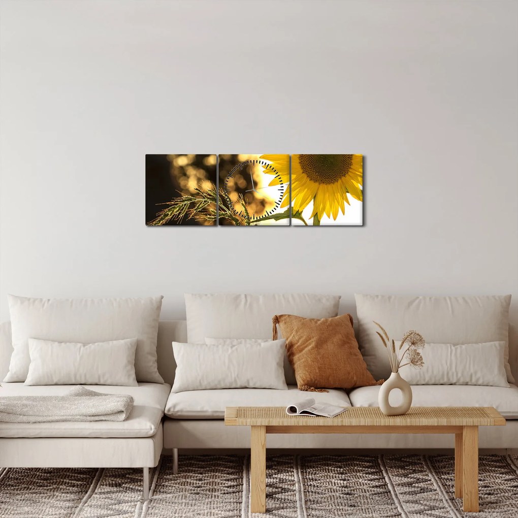 Obraz slnečnice (s hodinami) (90x30 cm)