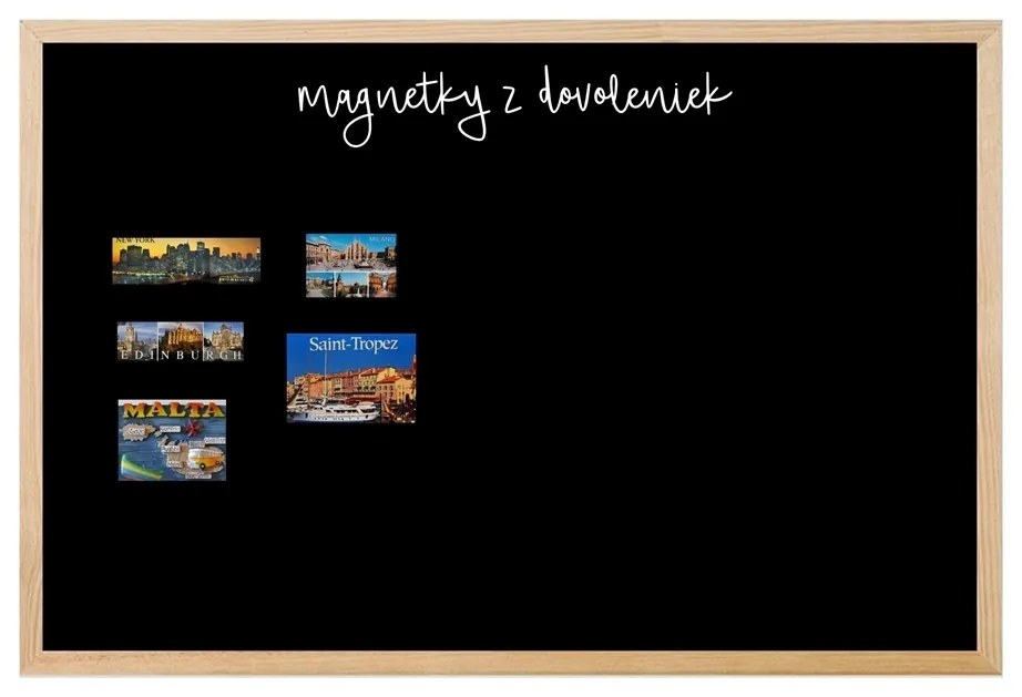 Toptabule.sk Čierna tabuľa na magnetky v drevenom prírodnom ráme 200x100 cm