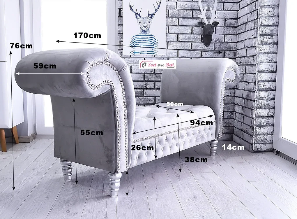 Farba podľa vlastného výberu Leňoška LONGUE Velvet