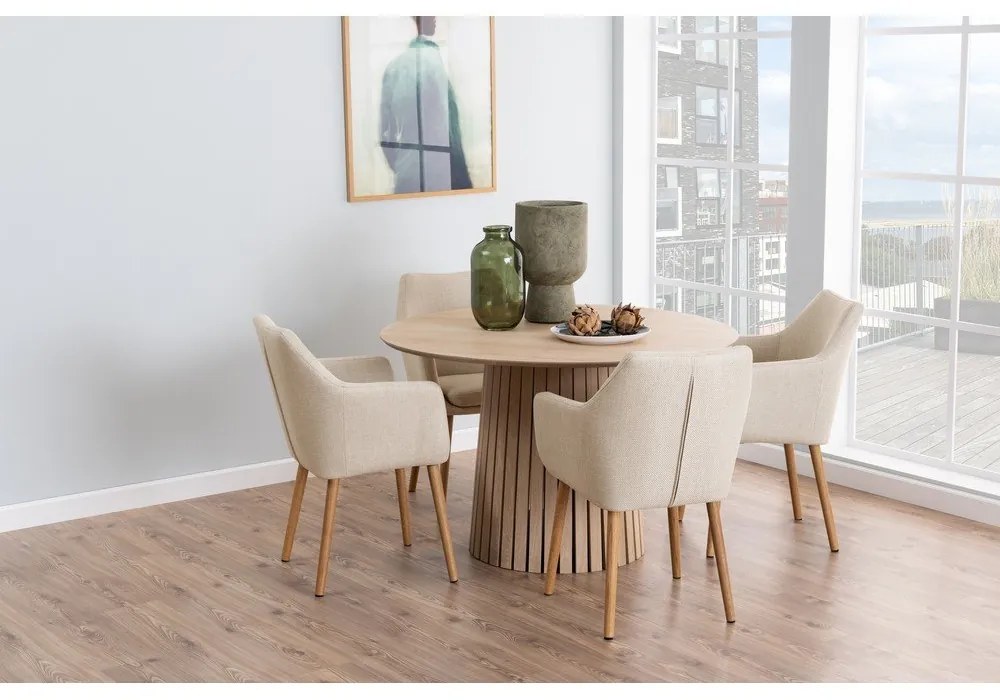 Jedálenský stôl so svetlou dubovou dýhou Actona Christo, ø 75 cm