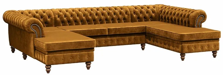 PROXIMA.store - Luxusná sedačka CHESTERFIELD LONG U FARBA NÔH: orech, DRUH LÁTKY: TORRE - 10, FARBA OZDOBNÝCH ŠPENDLÍKOV: barok