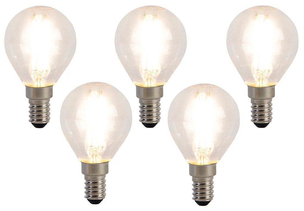 Sada 5 LED žiaroviek E14 Filament P45 4W 470 lm 2700K